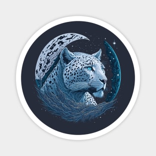 White Leopard At Night Time Magnet